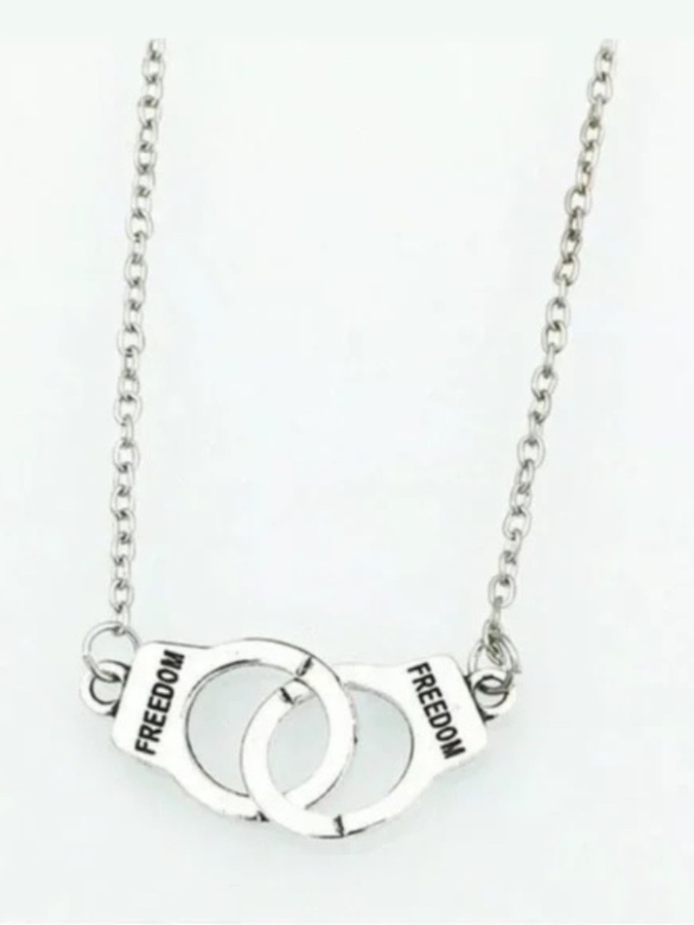Prison Handcuff Pendant Necklace – Silver Tone Punk Goth Jewelry